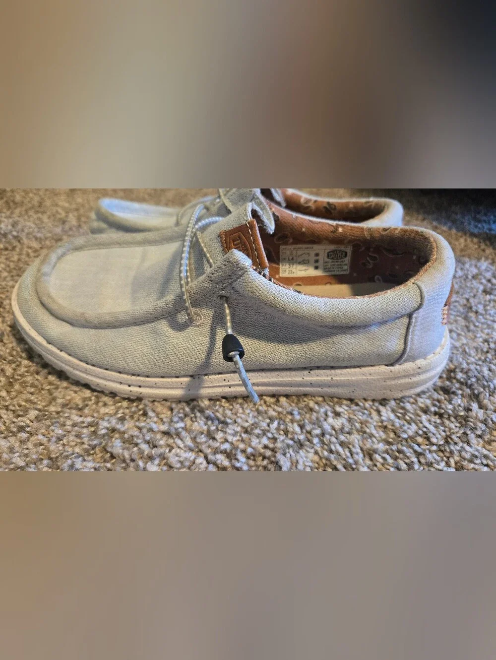 Big Kid Hey Dude Casual Canvas Slip-On Shoes in Light Gray